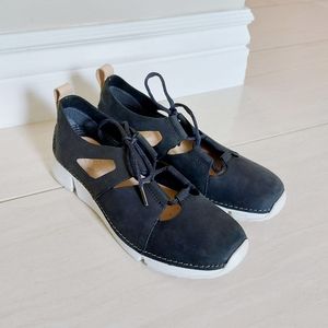 Tri Sense black nubuck leather Clarks shoes
